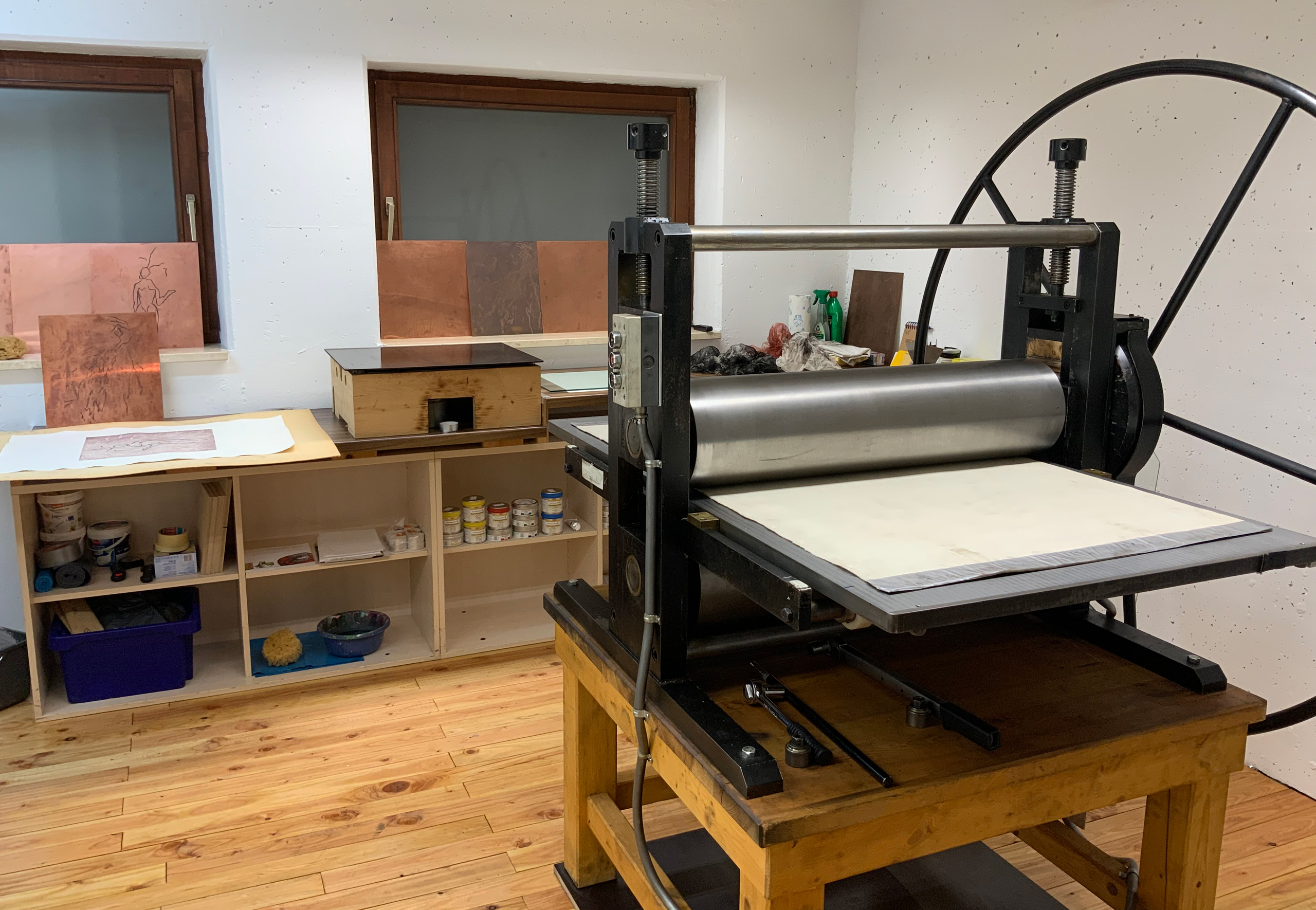 Druckerpresse im Atelier